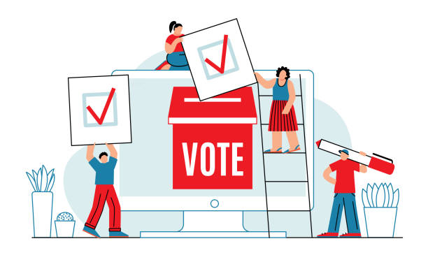 koncepcja głosowania online. - freiburg stock illustrations