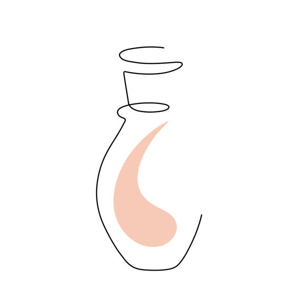 ilustrações de stock, clip art, desenhos animados e ícones de сontinuous line drawing of a perfume bottle. - sniffing glass