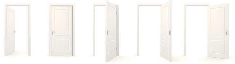 Set of open and closed doors.
