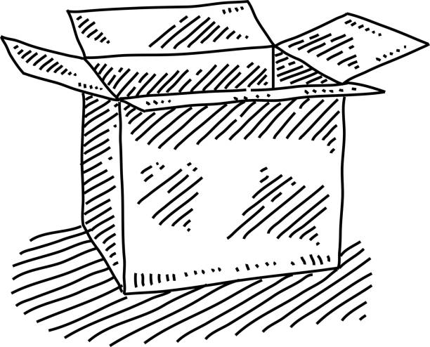 Open Box Drawing vector art illustration