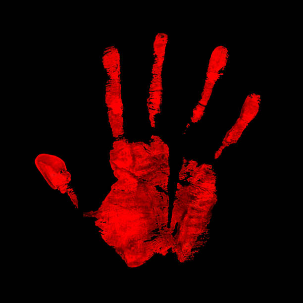 Open hand imprint Open hand imprint, blood red color murder stock illustrations