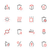 Vector illustration of a set of environment icons. Line art.