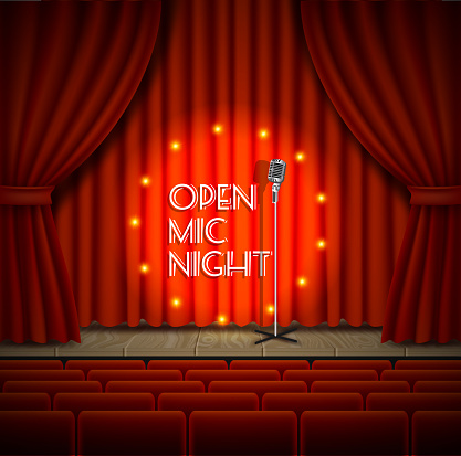 Open Mic Night Live Show Vector Background Stock Illustration