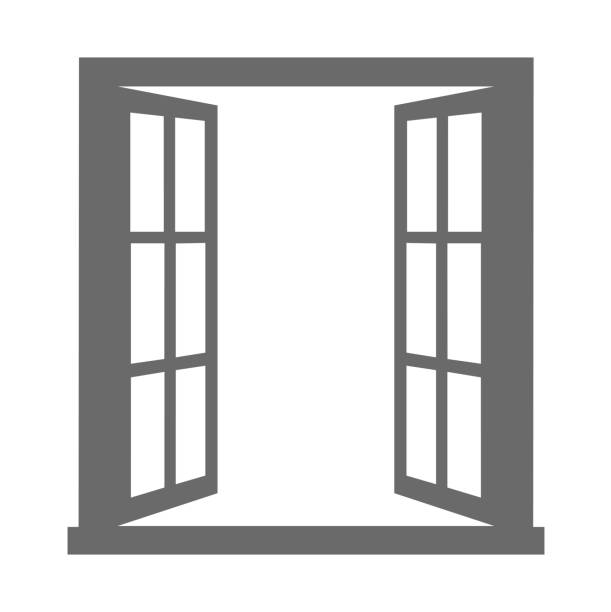 Open window on white background. Vector Open window on white background. Vector illustration window icons stock illustrations