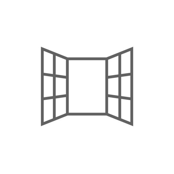 Open windows line icon Open windows thick line icon with pointed corners and edges for web, mobile and infographics. Vector isolated icon. window icons stock illustrations