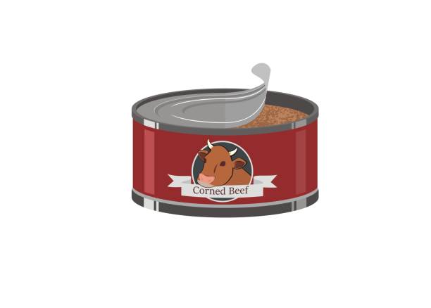 opened corned beef can simple illustration simple illustration of an opened corned beef can corned beef stock illustrations
