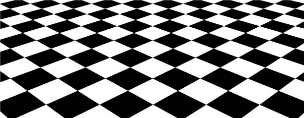 Optical illusion. Abstract 3d black and white background. Chess board. Optical illusion. Abstract 3d black and white background. Chess board. Vector illustration. chess backgrounds stock illustrations