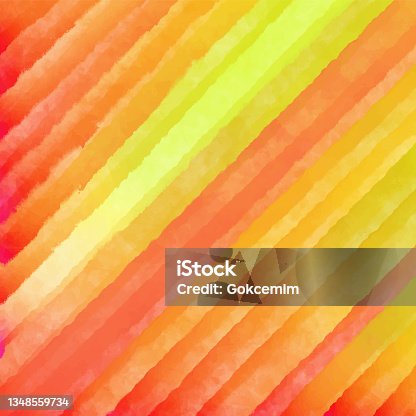 istock Orange and Yellow Abstract Wall Texture with Color Brush Strokes. Abstract Watercolor Brush Strokes Background. Grunge, Sketch, Graffiti, Paint, Watercolor. Grunge Vector Background. 1348559734