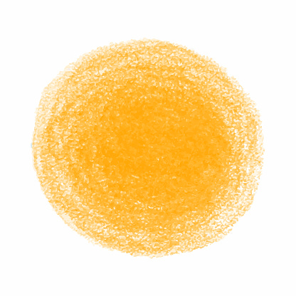 Orange crayon scribble texture stain isolated on white background