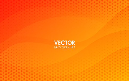 Orange curve background with dots. Vector illustration.