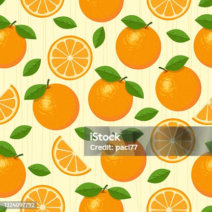 istock Orange fruit vector seamless pattern. 1324097792