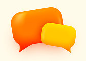 Orange glossy speech bubble illustration. Social network communication concept. Vector illustration