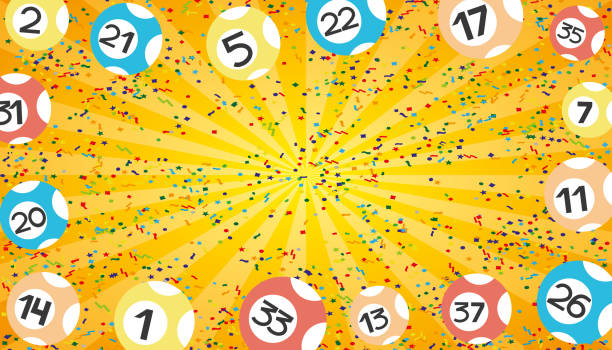 Orange lottery banner. Orange lottery banner with lottery balls and free space for text. winning lottery ticket stock illustrations