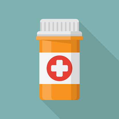 Prescription medicine bottle, vector illustration