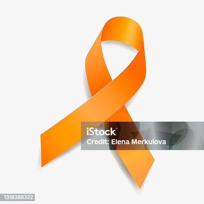 istock Orange ribbon awareness Kidney Cancer, Leukemia, Limb Difference, Multiple Sclerosis, Skin Cancer. Isolated on white background. Vector  illustration. 1318388322