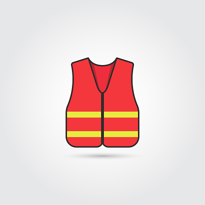 Orange Safety Vest Icon Vector Stock Illustration - Download Image Now