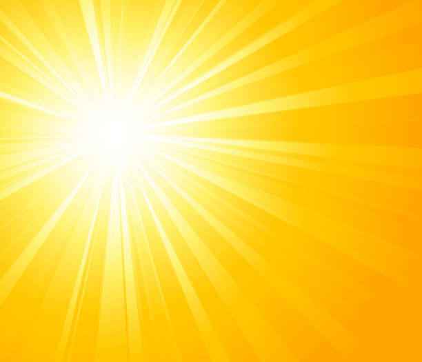오랑주 여름 태양 단궤 버스트 - 밝은 조명 일러스트 stock illustrations