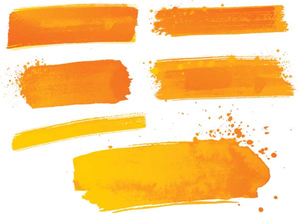 ilustrações de stock, clip art, desenhos animados e ícones de orange watercolor paint strokes - laranja cores