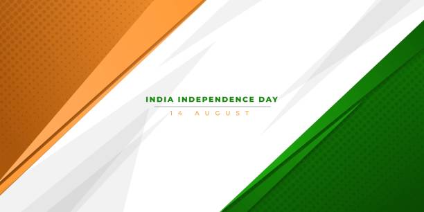 Orange white and green Background with abstract geometric design for India Independence Day Orange white and green Background with abstract geometric design for India Independence Day. Good template for India National Day design. republicanism stock illustrations
