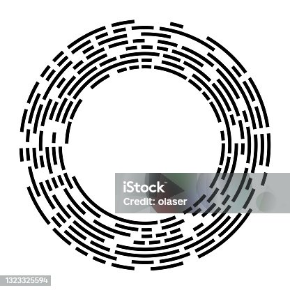 istock Orbital digital lines in concentric circles around copy space. On white. 1323325594