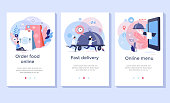 Order food online banners, mobile application design, vector illustration