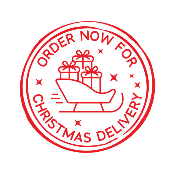 ilustrações de stock, clip art, desenhos animados e ícones de order now for christmas delivery red stamp - a letter to santa claus, christmas gifts