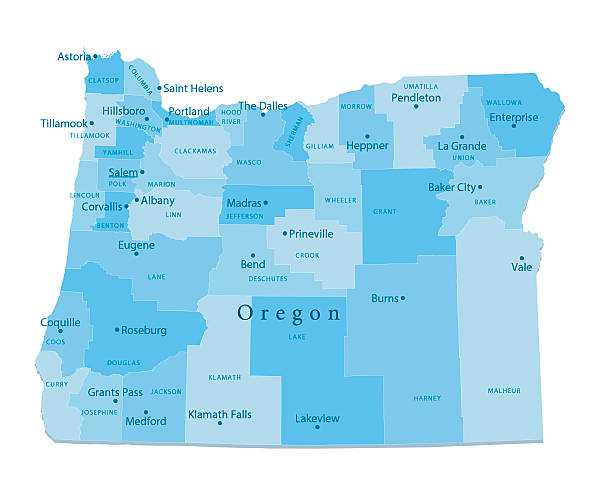 Oregon Vector Map Isolated Detailed vector map of the US State of Oregon with administrative divisions. The colors in the .eps-file are ready for print (CMYK). Included files are EPS (v10) and Hi-Res JPG. oregon us state stock illustrations