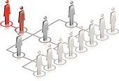 People arranged in a hierarchy.