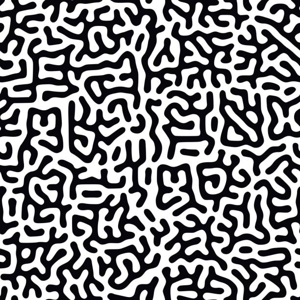 Organic background with rounded lines. Black and white vector trendy seamless pattern. Linear design. Organic background with rounded lines. Black and white vector trendy seamless pattern. Linear design maze patterns stock illustrations