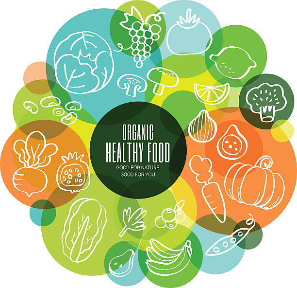Organic healthy fruits and vegetables conceptual illustration vector art illustration