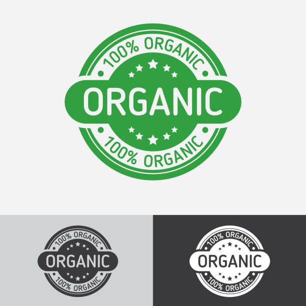 ilustrações de stock, clip art, desenhos animados e ícones de organic product badge - emblem food label