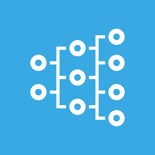 Organization Chart Icon On Square Buttons Illustrations Royalty Free