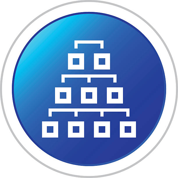 Organization Chart Icon On Square Buttons Illustrations Royalty Free