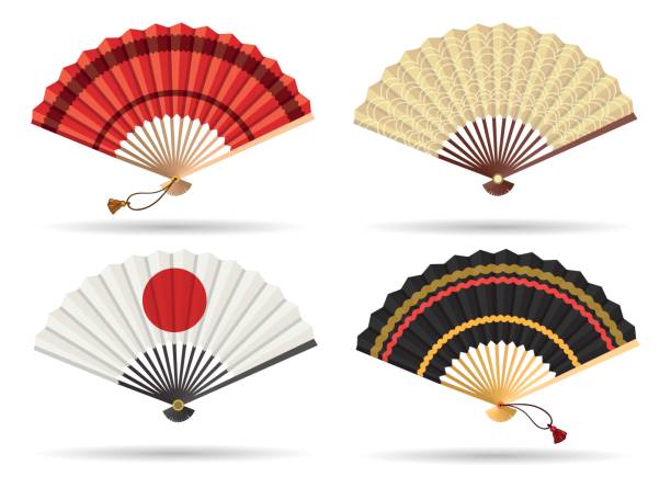 東洋日本ファン セット - うちわ点のイラスト素材／クリップアート素材／マンガ素材／アイコン素材