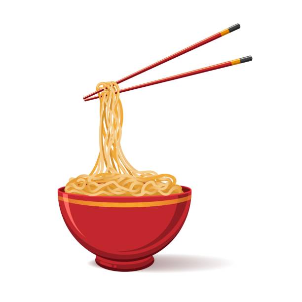 orientalne jedzenie z makaronem - pasta stock illustrations