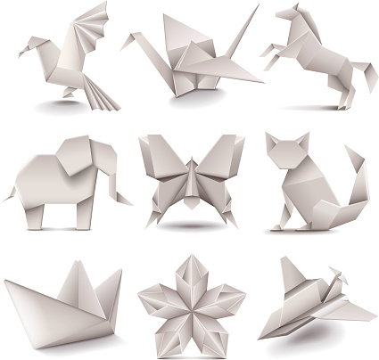 Origami icons vector set
