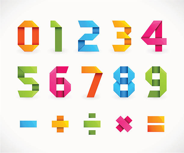 Origami Numbers Set of Numbers in Origami Style - Vector Illustration. equal sign stock illustrations