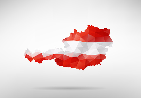 Original Austria map vector illustration with abstract flag background