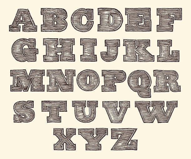 Woodcut Alphabet stock vectors - iStock