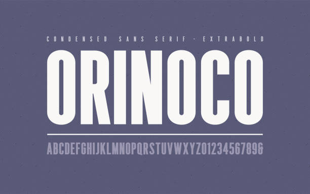 orinoko 濃縮了外自放的聖塞夫向量字型、字母表、字體、大寫字母和數位。 - 厚 幅插畫檔、美工圖案、卡通及圖標