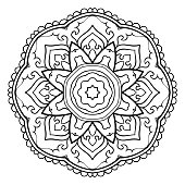 Vector filigree mandala with abstract elements, isolated on white background. Oriental ethnic ornament. Template for carpet and any surfaces. Design element.