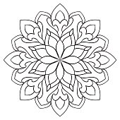 Vector simple mandala with abstract elements, isolated on white background. Oriental ethnic ornament. Design element.