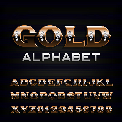 Ornate Gold Alphabet Font Fancy Golden Letters And Numbers With ...