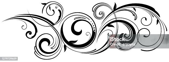 istock Ornate swirling floral motif vector 1279739659