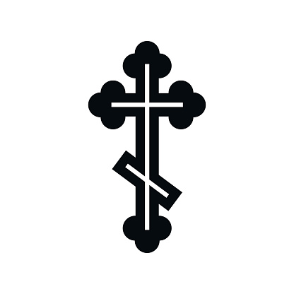 Orthodox cross icon in simple style