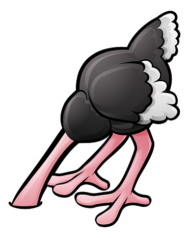 Ostrich Head Buried Cartoon Character