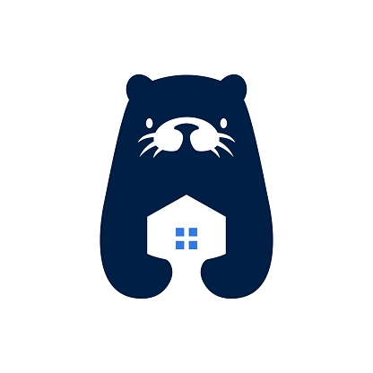 otter house home negative space vector icon illustration