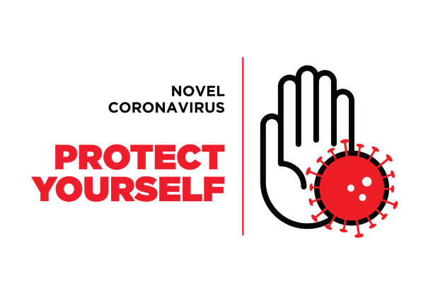 wuhan coronavirus salgını grip tehlikeli grip gibi bir pandemik kavram afiş düz stil illüstrasyon stok illüstrasyon olarak - covid stock illustrations