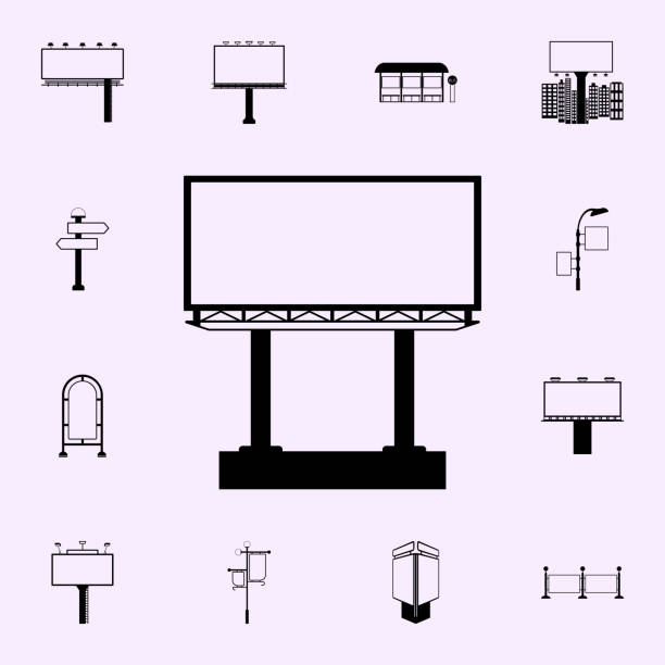 outdoor-schild board-ikone. billboard-ikonen universelle set für web und handy - bench advertising panel stock-grafiken, -clipart, -cartoons und -symbole