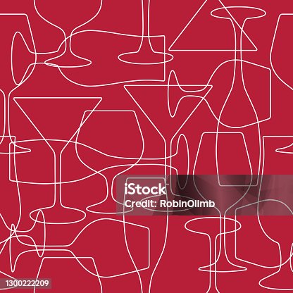 istock Outline Cocktail Glasses Seamless Pattern 1300222209